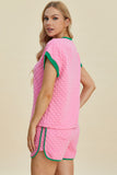 Double Take Full Size Texture Contrast T-Shirt and Shorts Set 