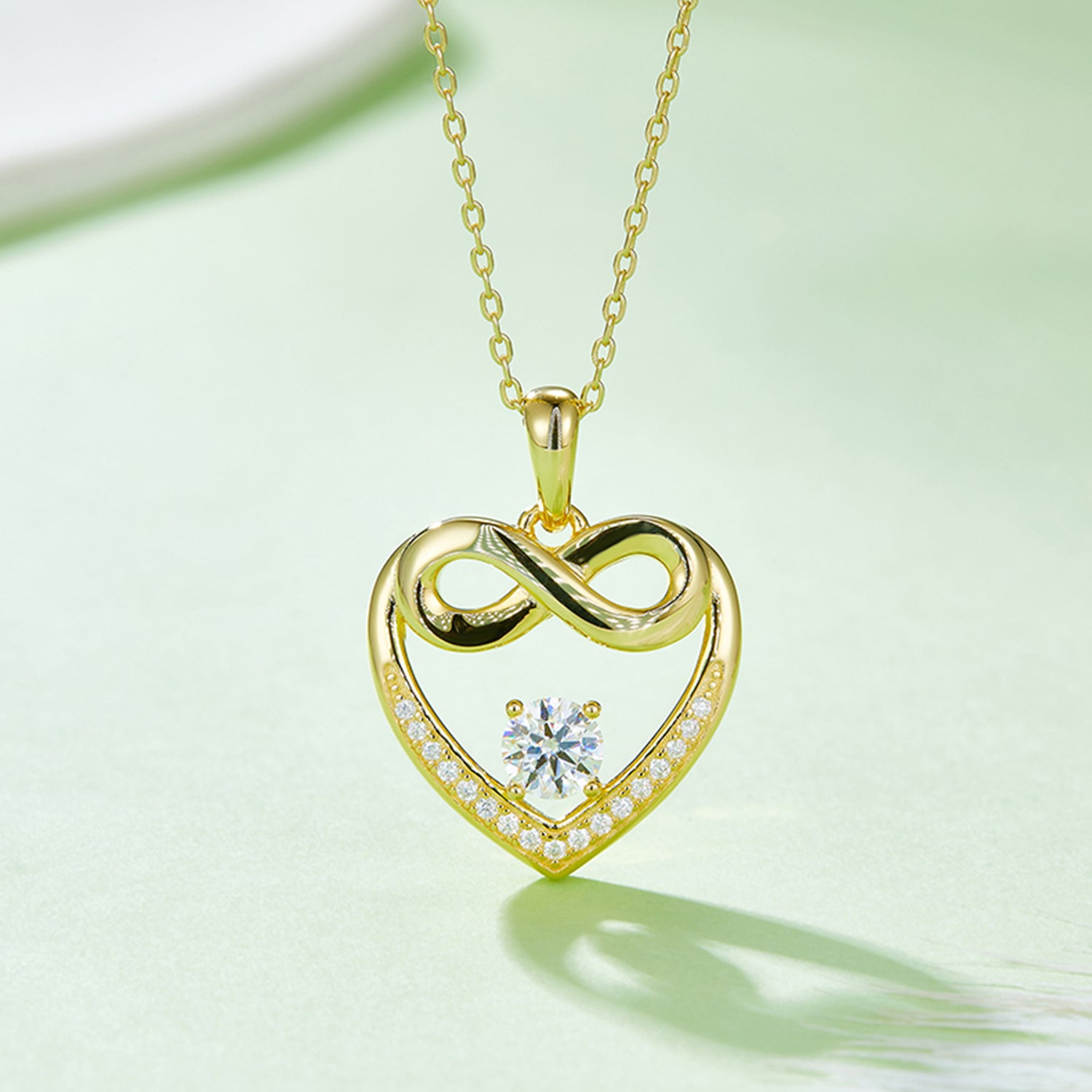 Moissanite 925 Sterling Silver Heart Necklace 