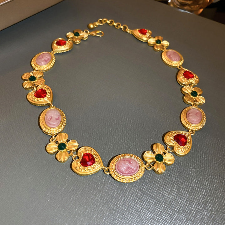 Copper Inlaid Rhinestone Necklace 