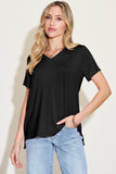 Basic Bae Bamboo Full Size V-Neck High-Low T-Shirt 