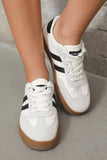 White Striped Lace-up Flat Sneakers Shoes & Bags/Women's Shoes