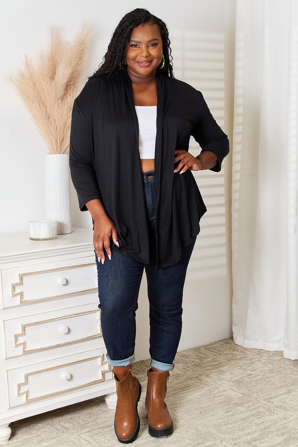 Culture Code Full Size Open Front Cardigan 
