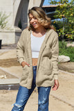Full Size Teddy Hooded Jacket with Pockets 