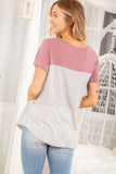 Heimish Color Block Striped Round Neck Short Sleeve T-Shirt 