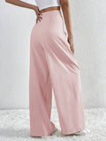 V-Waisted Ruched Front Wide Leg Pants 