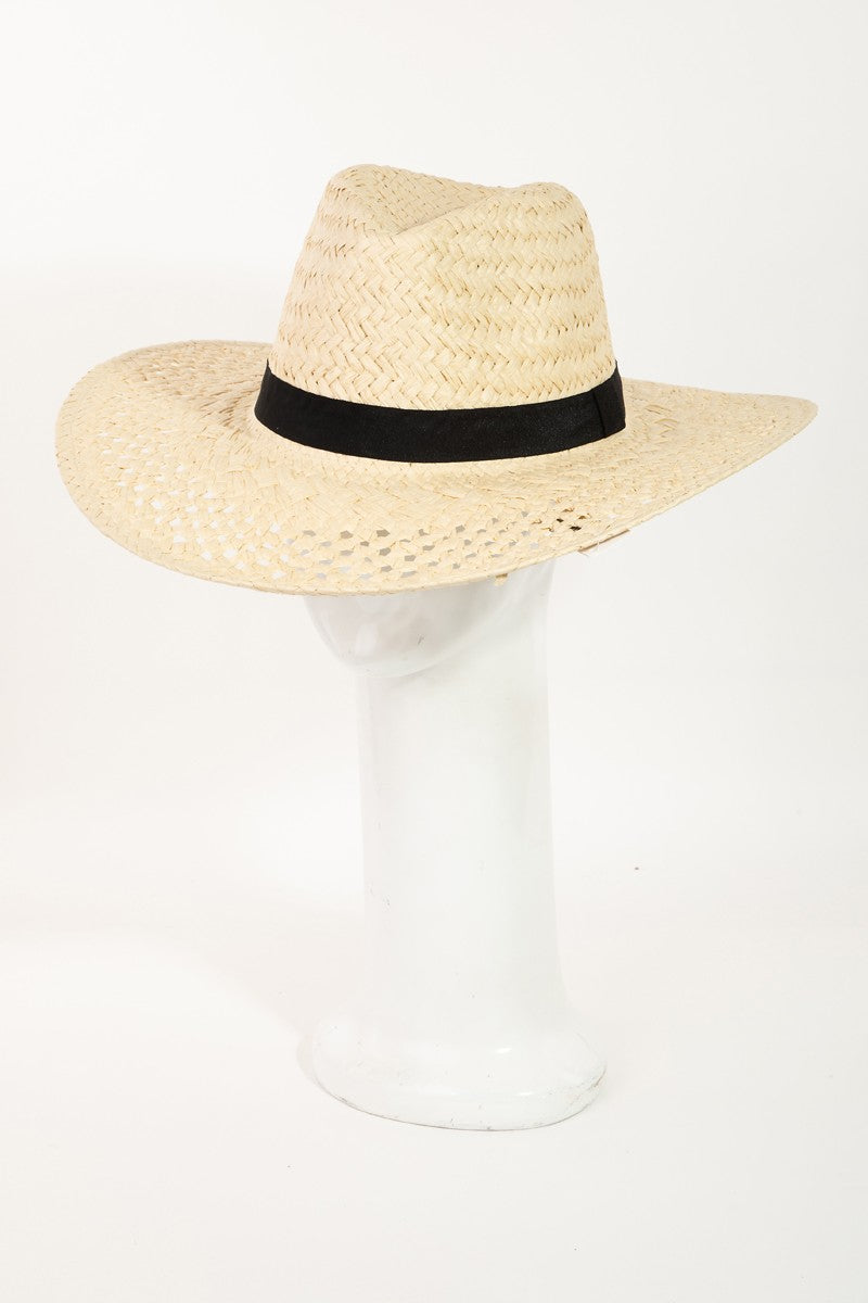Fame Basket Weave Straw Sun Hat 