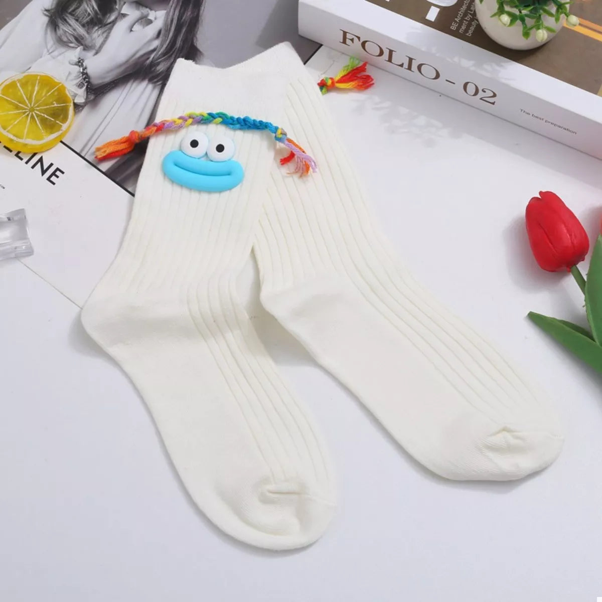 Cartoon Ribbed Knit Crew Socks Lingerie & Nightwear