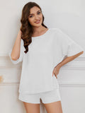 Round Neck Half Sleeve Top and Shorts Lounge Set 