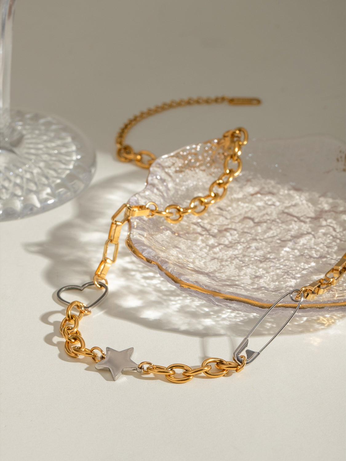 Stainless Steel Star Heart Necklace 