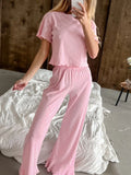 Polka Dot Round Neck Top and Pants Lounge Set Lingerie & Nightwear
