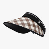 Plaid Natural Grass Adjustable Sun Hat 