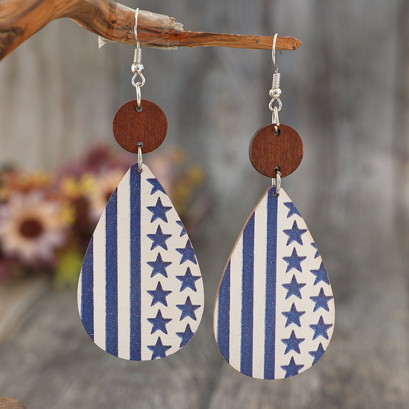 Printed PU Leather Dangle Earrings 