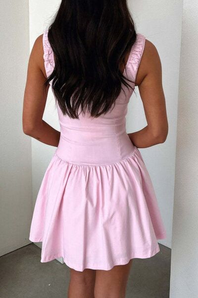 Decorative Button Square Neck Cami Dress Dresses