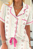 Printed Button Up Short Sleeve Top and Shorts Lounge Set Lingerie & Nightwear