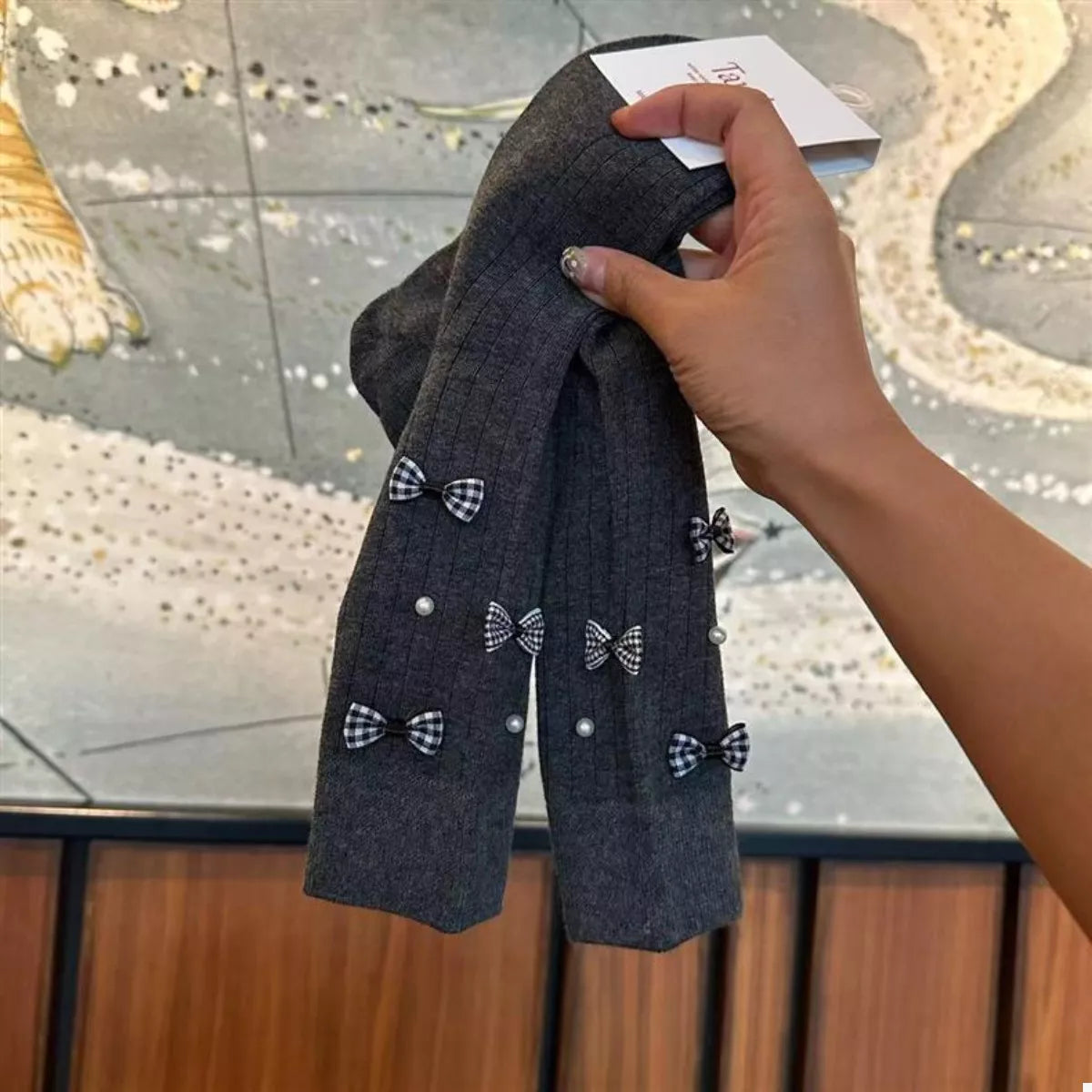 Pearl Detail Bow Crew Socks Lingerie & Nightwear