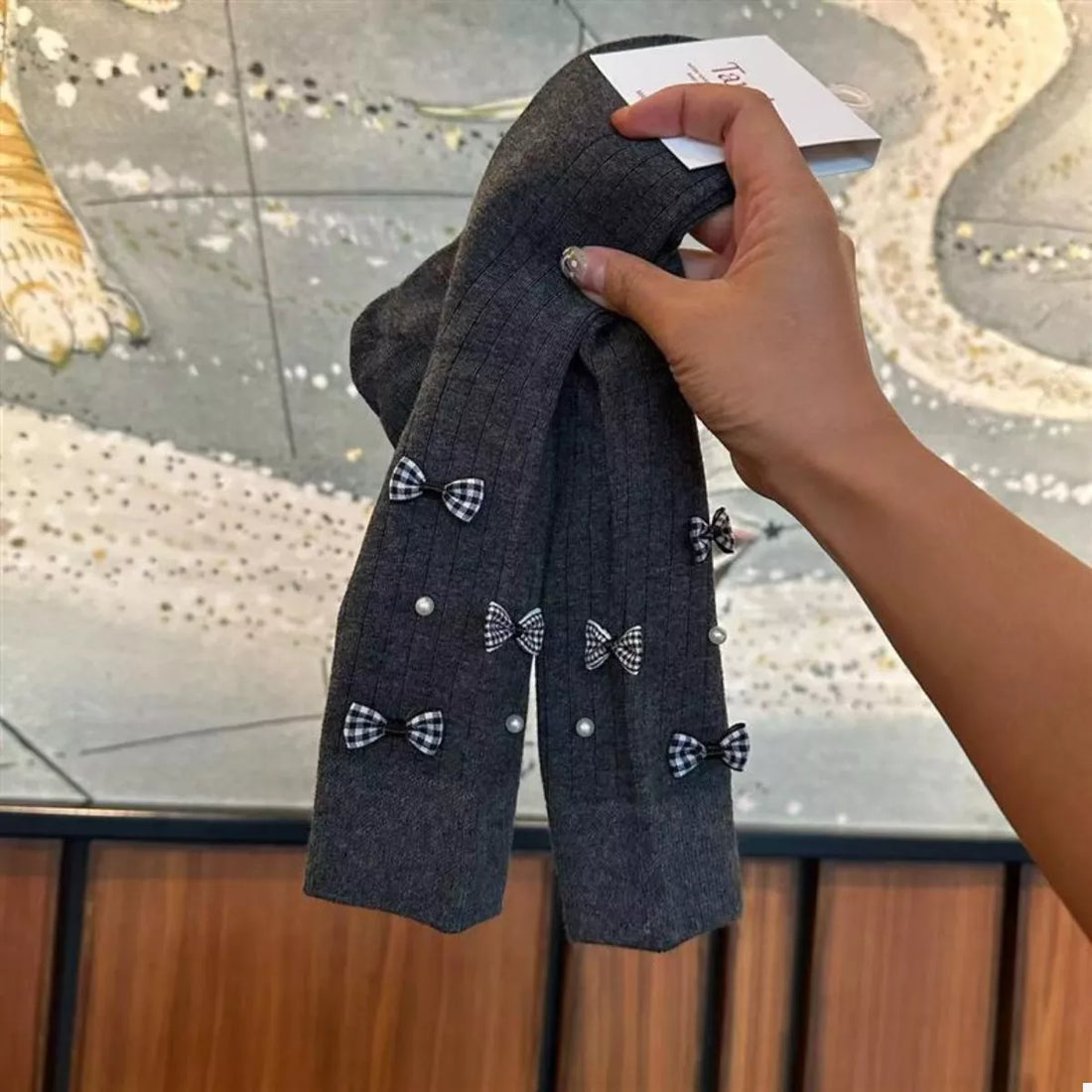 Pearl Detail Bow Crew Socks Lingerie & Nightwear