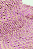 Fame Checkered Straw Weave Sun Hat 