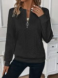 Texture Half Zip Long Sleeve Sweatshirt 