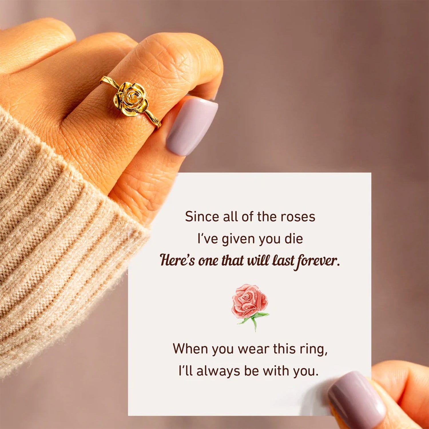 Rose Shape 18K Gold-Plated Ring 