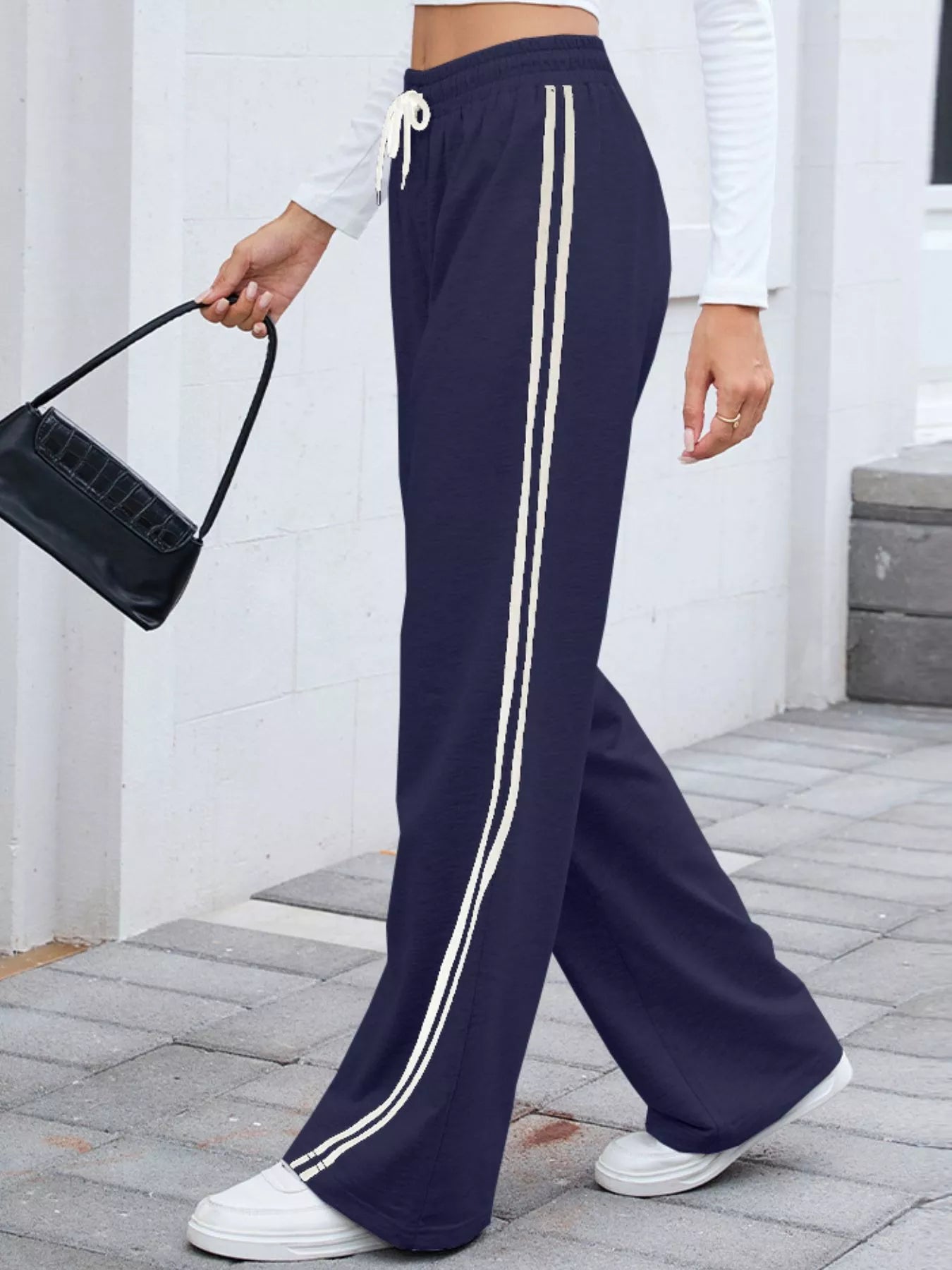 Side Striped Wide Leg Pants 