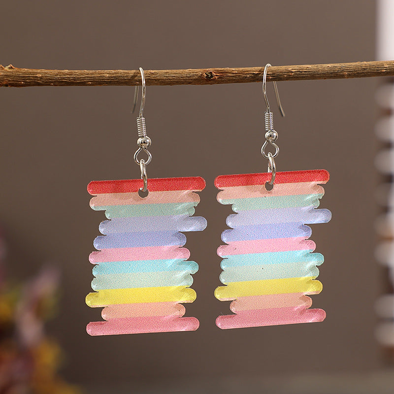 Acrylic Rainbow Dangle Earrings 