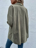 Snap Down Collared Neck Drop Shoulder Jacket 
