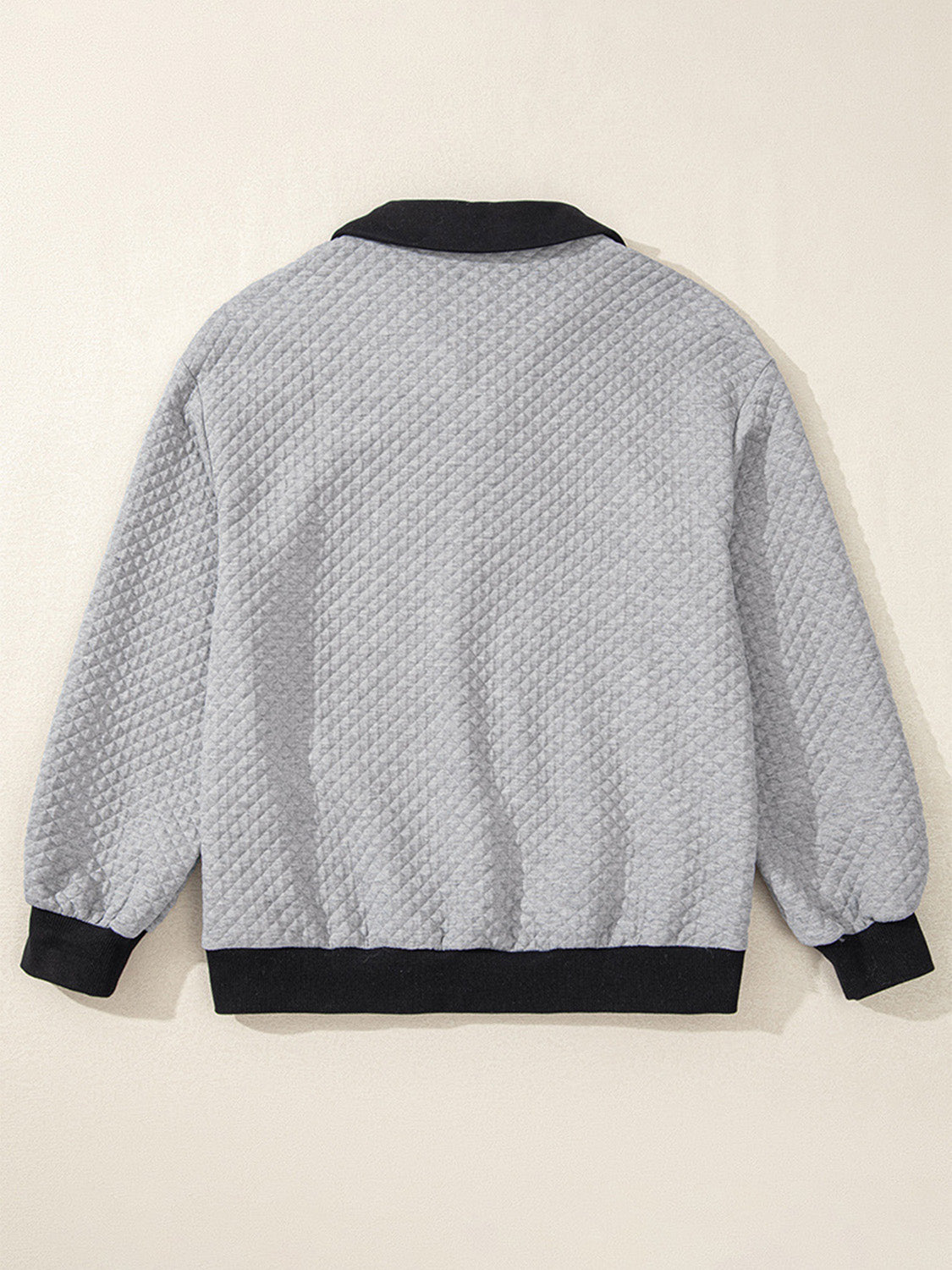 Texture Quarter Button Long Sleeve Sweatshirt 