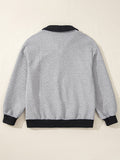 Texture Quarter Button Long Sleeve Sweatshirt 