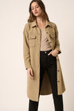 Mittoshop Acid Wash French Terry Longline Shacket 