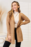Woven Right Openwork Horizontal Ribbing Open Front Cardigan 