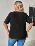 Honey Plus Size Chain Detail V-Neck Raglan Sleeve Blouse 