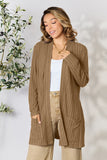 Basic Bae Full Size Ribbed Open Front Cardigan with Pockets 