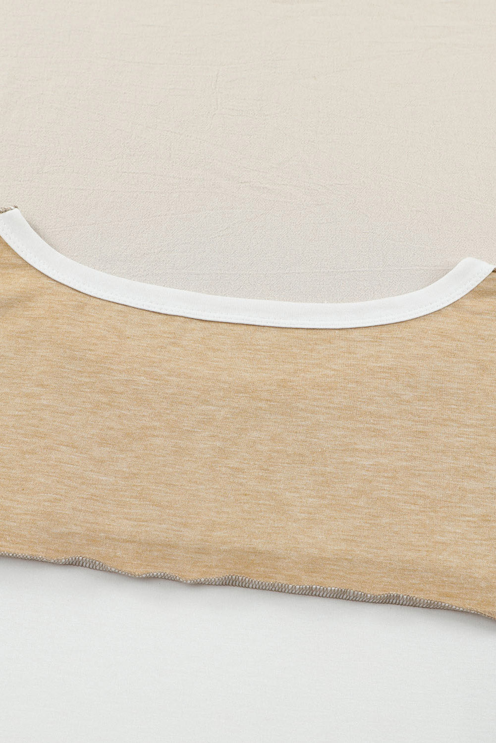 Exposed Seam Contrast Round Neck Long Sleeve Top 