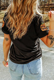 Sequin Pumpkin Round Neck Short Sleeve T-Shirt 