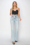 Risen Full Size High Rise Front Patch Pocket Flare Jeans 