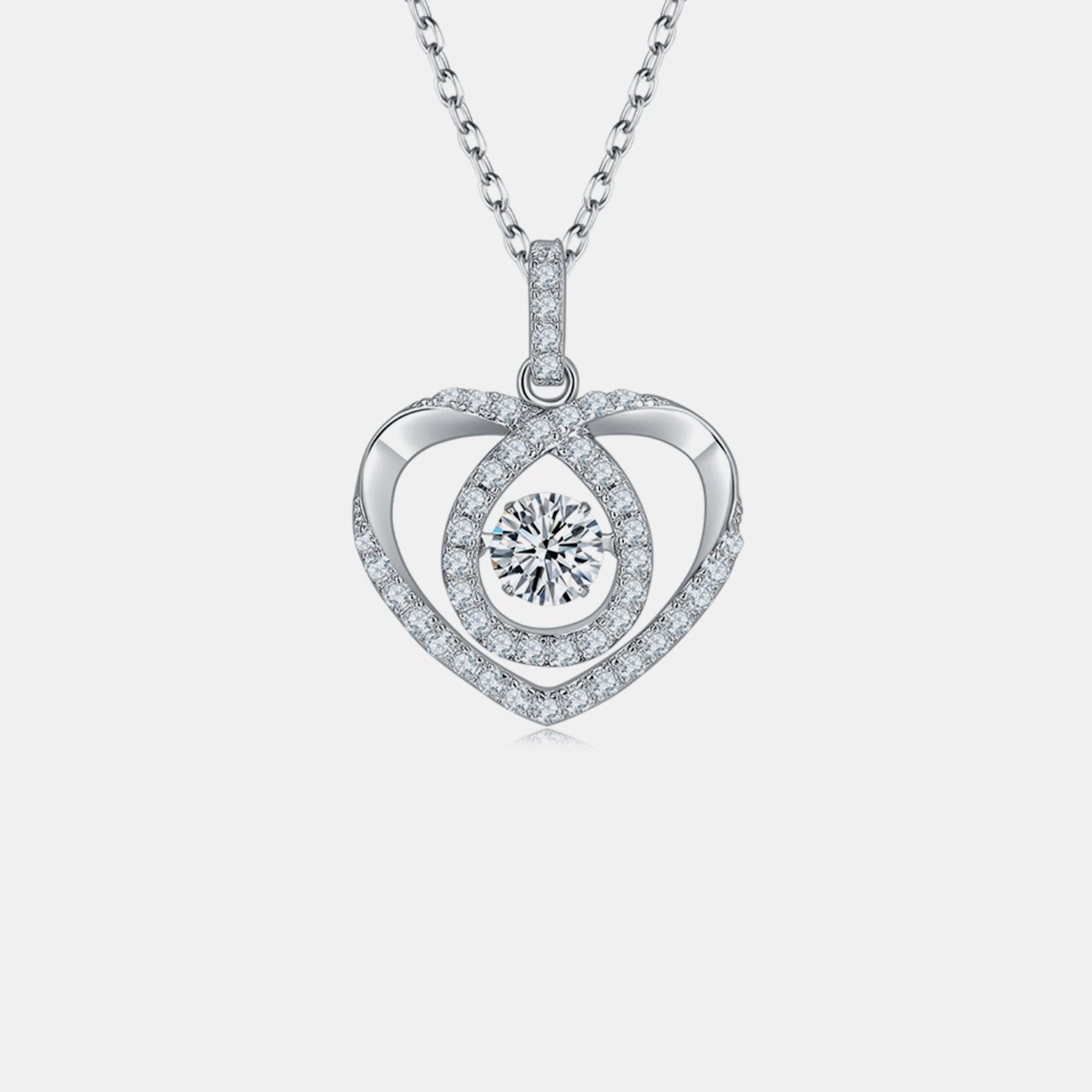 Moissanite 925 Sterling Silver Heart Shape Necklace 