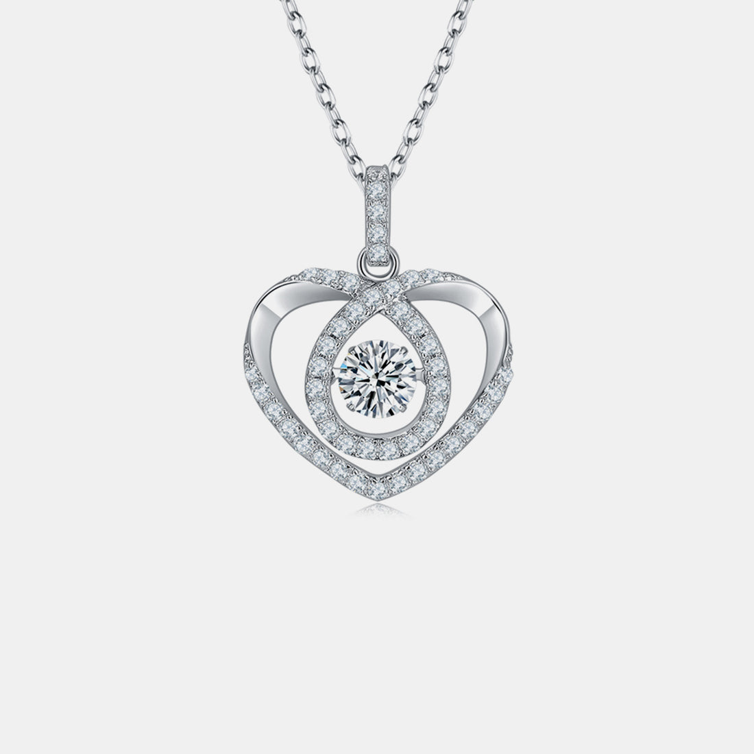 Moissanite 925 Sterling Silver Heart Shape Necklace 