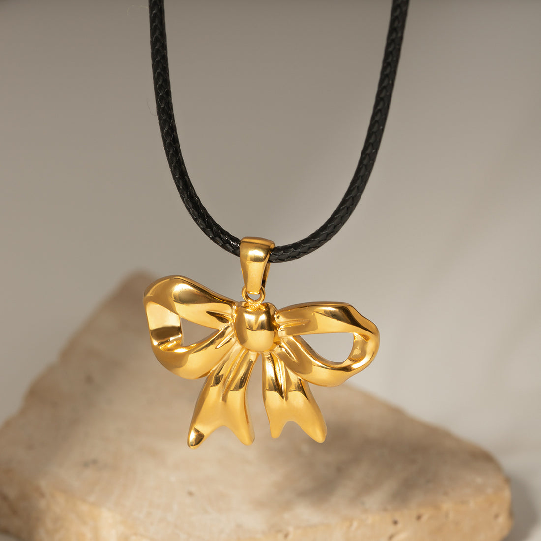 18K Gold-Plated Bow Pendant Necklace 
