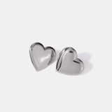 Stainless Steel Heart Stud Earrings 