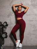 Round Neck Short Sleeve Top and Leggings Active Set 