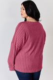 Basic Bae Full Size Ribbed Half Button Long Sleeve T-Shirt 