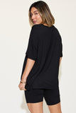 Basic Bae Full Size V-Neck Drop Shoulder T-Shirt and Shorts Set 
