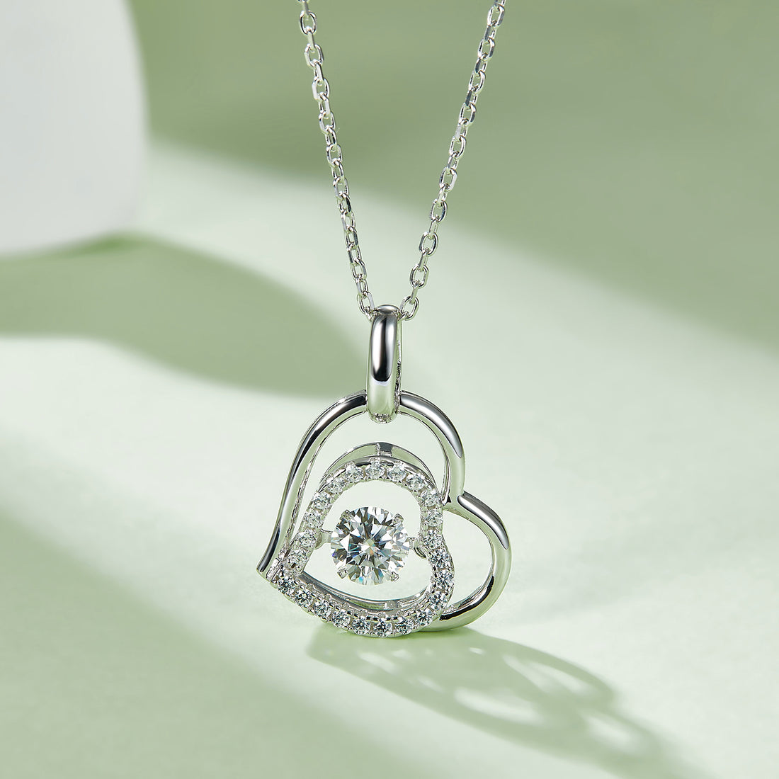 Moissanite 925 Sterling Silver Heart Necklace 