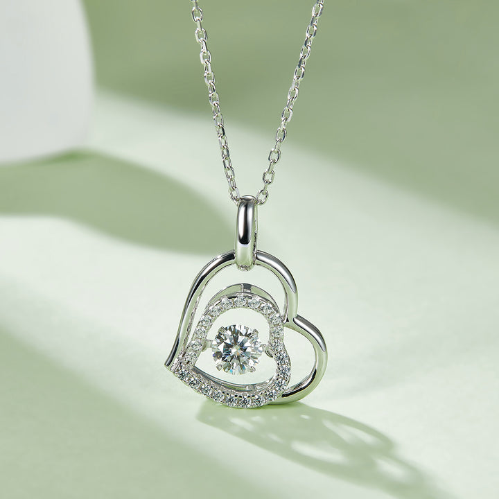Moissanite 925 Sterling Silver Heart Necklace 