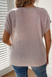 Plus Size Decorative Button Round Neck Short Sleeve T-Shirt 