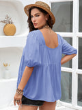 Plus Size Square Neck Half Sleeve Blouse 