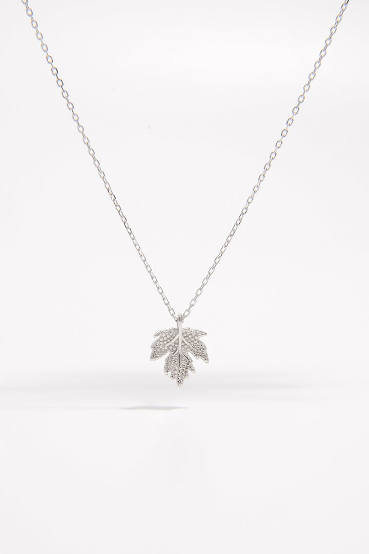 925 Sterling Silver Zircon Maple Leaf Necklace 
