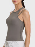 Millennia Cutout Round Neck Racerback Active Tank 