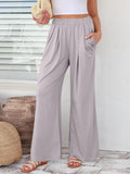 Elastic Waist Wide Leg Pants Pants