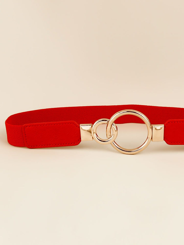 Double Ring Buckle Elastic PU Belt 